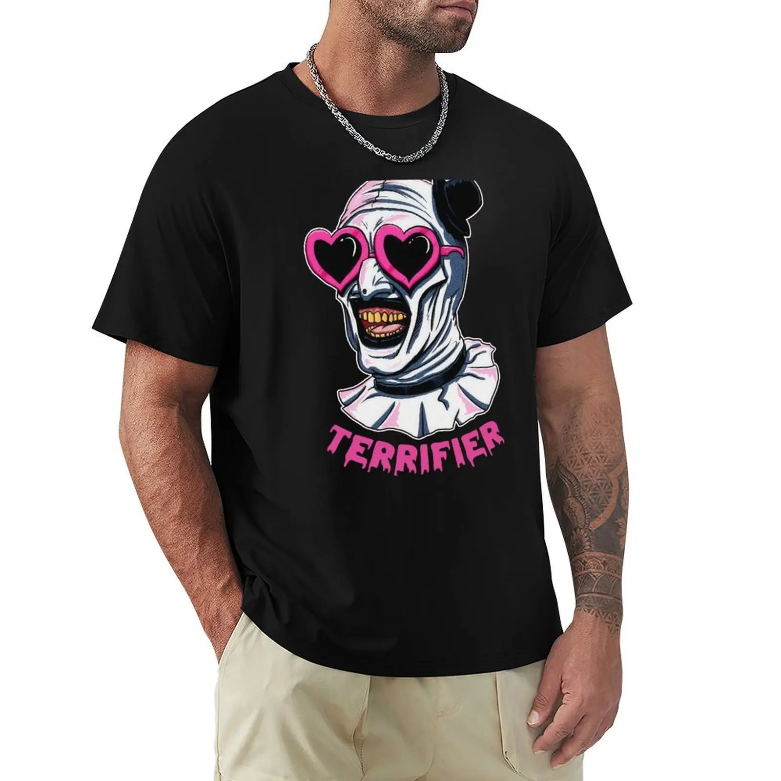 

Terrifier Art The Clown Heart Glasses T-Shirt Large Size Short Sleeve T-Shirt
