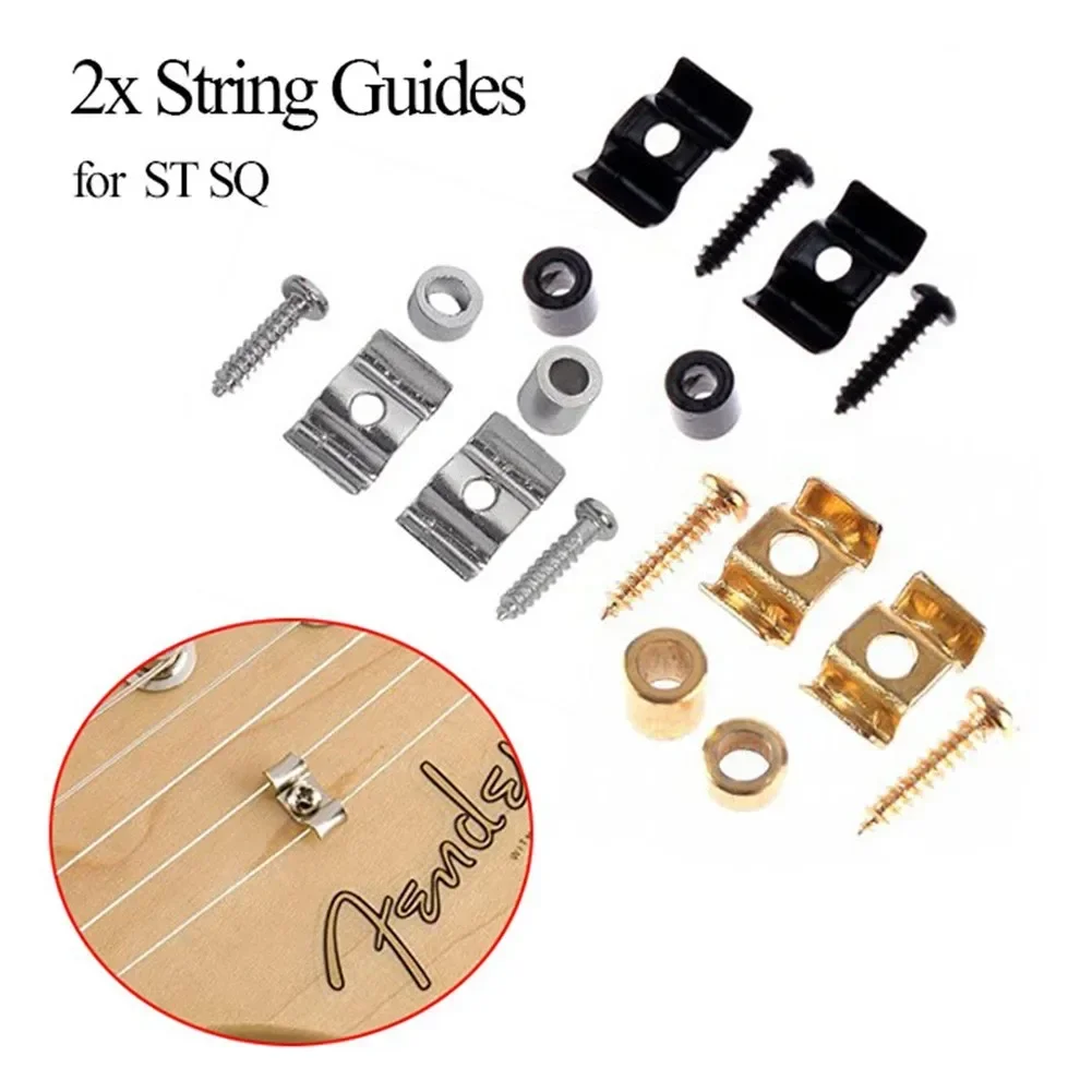 1 Pair Of String Holders Electric Gold/black/chrome Guitar String Holder With Screws Electric Guitar String Buckle Instrument