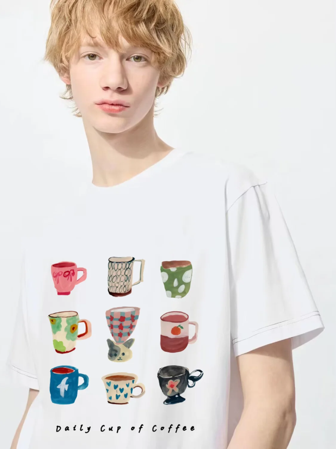 

Футболка с круглым вырезом с принтом Daily Cups Coffee, повседневный топ с короткими рукавами на весну и лето, женская одежда