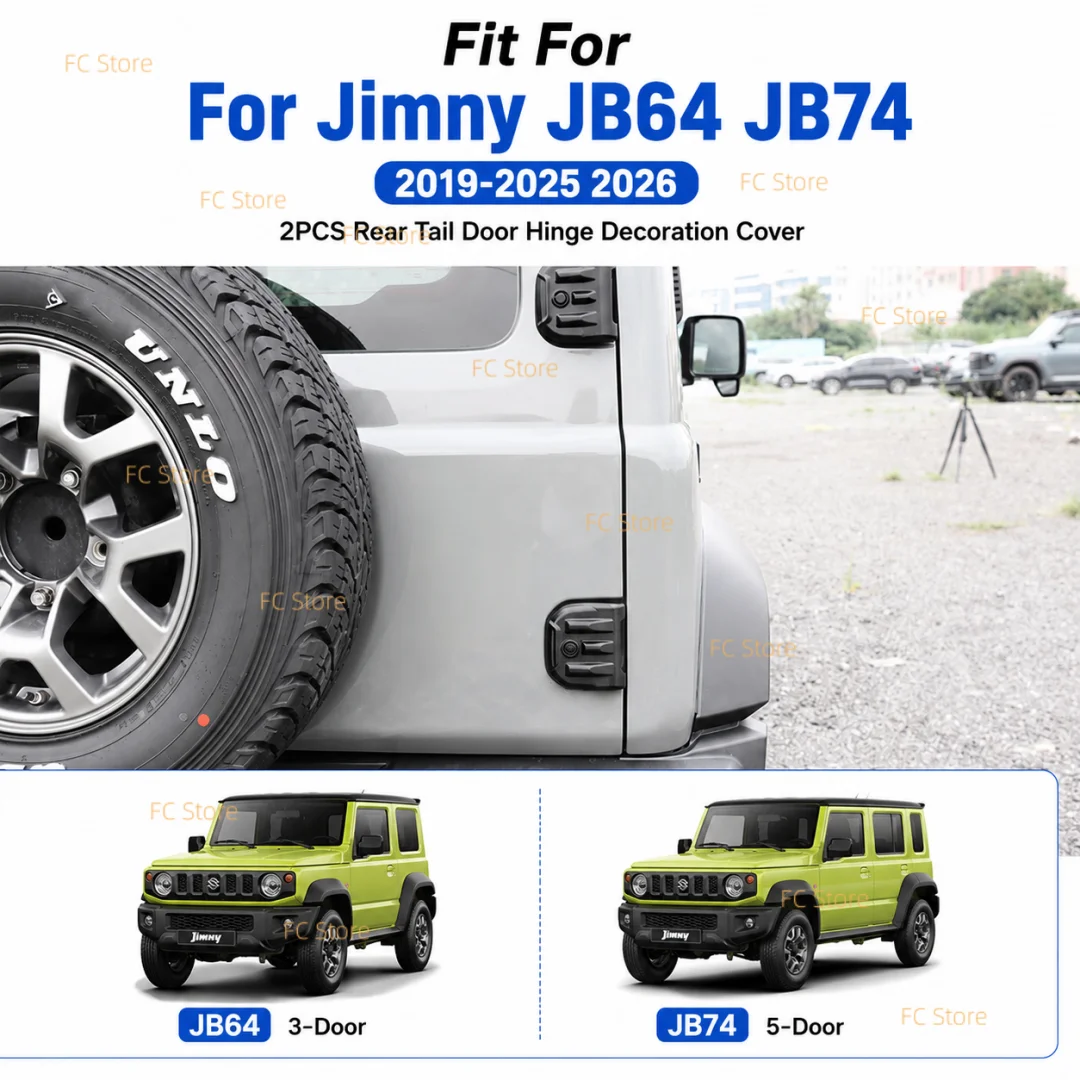 2 Stück für Jimny 2019-2026 JB64 JB74 Heckklappenscharnier-Dekorationsabdeckung Heckklappenverkleidung Außenschutz-Zubehör Weihnachten – Detail 1