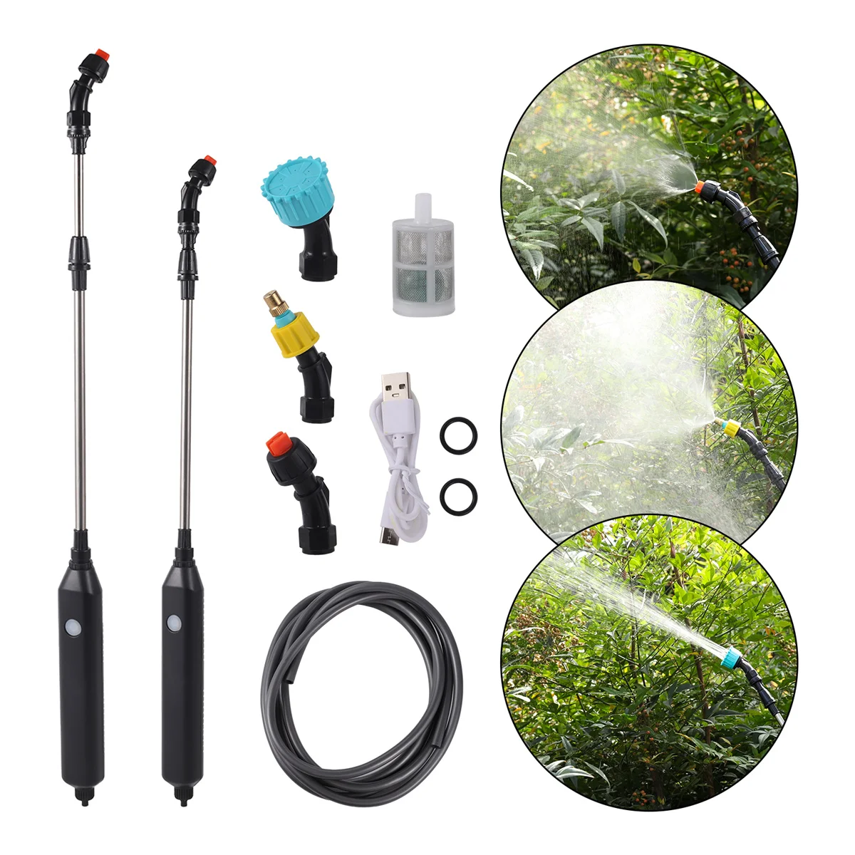 

Portable Electric Garden Sprayer Kit 2400mAh High Pressure Plant Watering Tool USB Rechargeable Telescopic Handle with 3 Nozzles