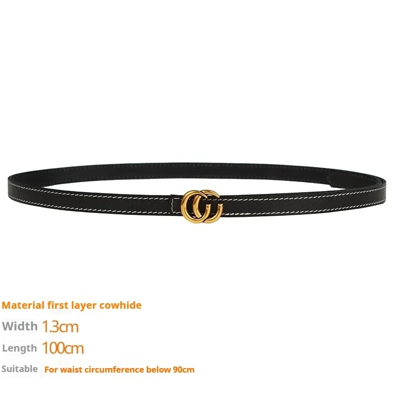 High-end new women\'s thin belt to decorate dresses, casual shirts, jeans, double C small belt suitable for all occasions 1.3m