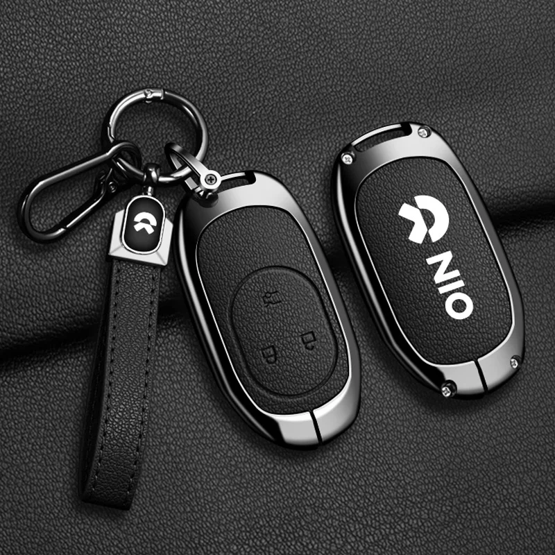 

NIO Metal Leather Key Cover for ES6 ES8 EC6 ES7 ET7 ET5 Car Protection Shell Case Simple Style Automotive Accessories