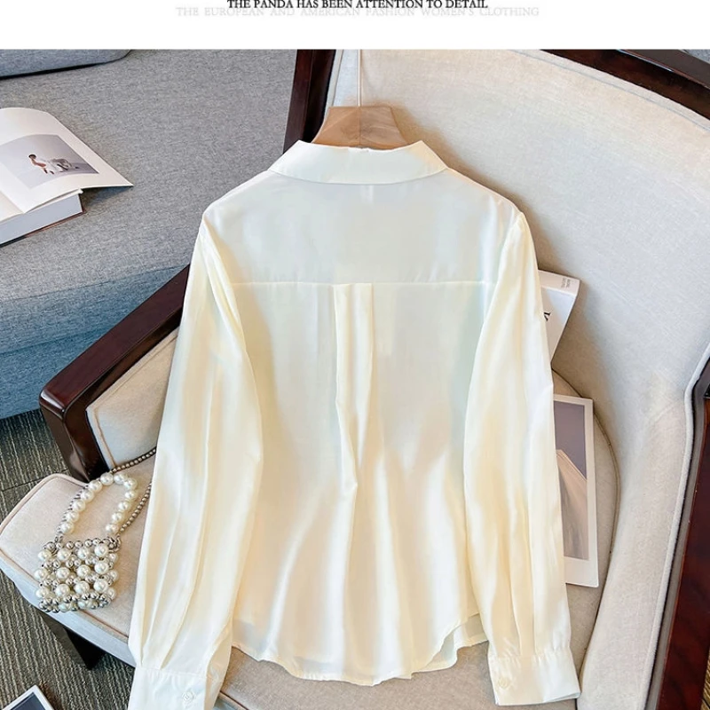 Fake Two Pieces Patchwork Loose Vintage Blouse Women Clothing Spring Autumn New Long Sleeve Casual Shirt Tops Fashion Elegant