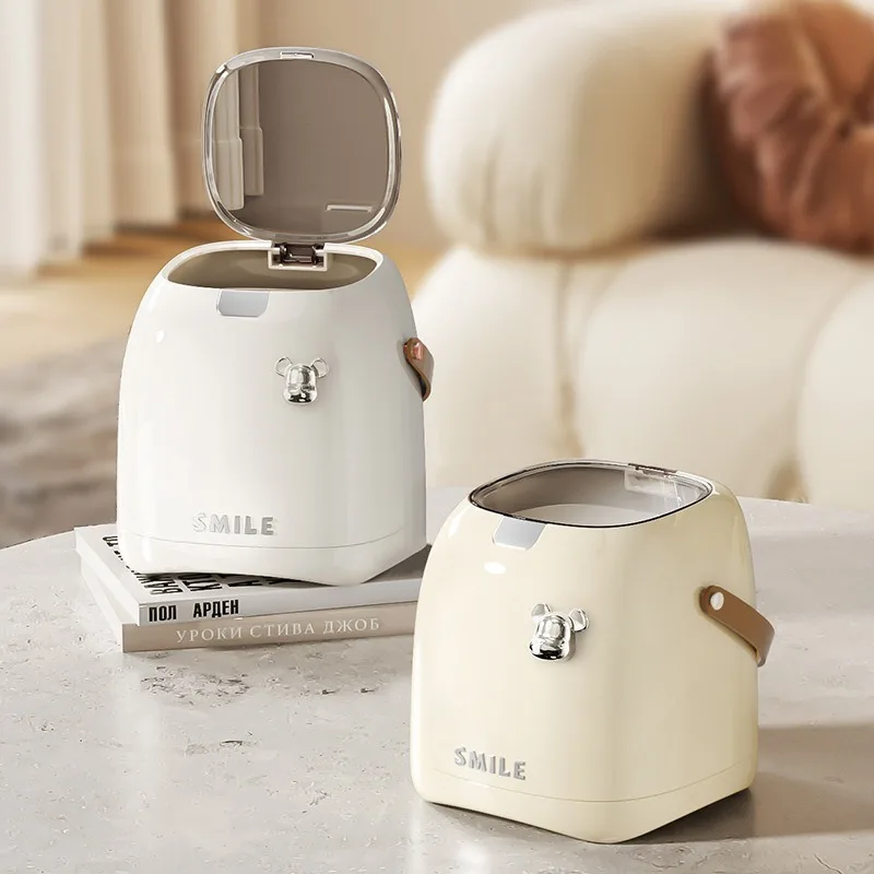 

Desktop Trash Can Household High-end Bedroom Living Room Kitchen Papelera Pequeña Baño Basurero De Cocina 쓰레기통 스마트 2026