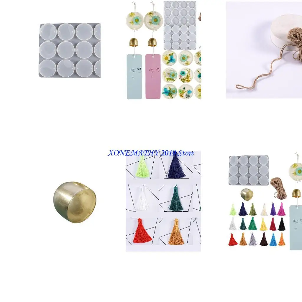 

F42F Circle Pendant Resin Mold with 2 Hole for DIY Craft Round Keychain Silicone Mold