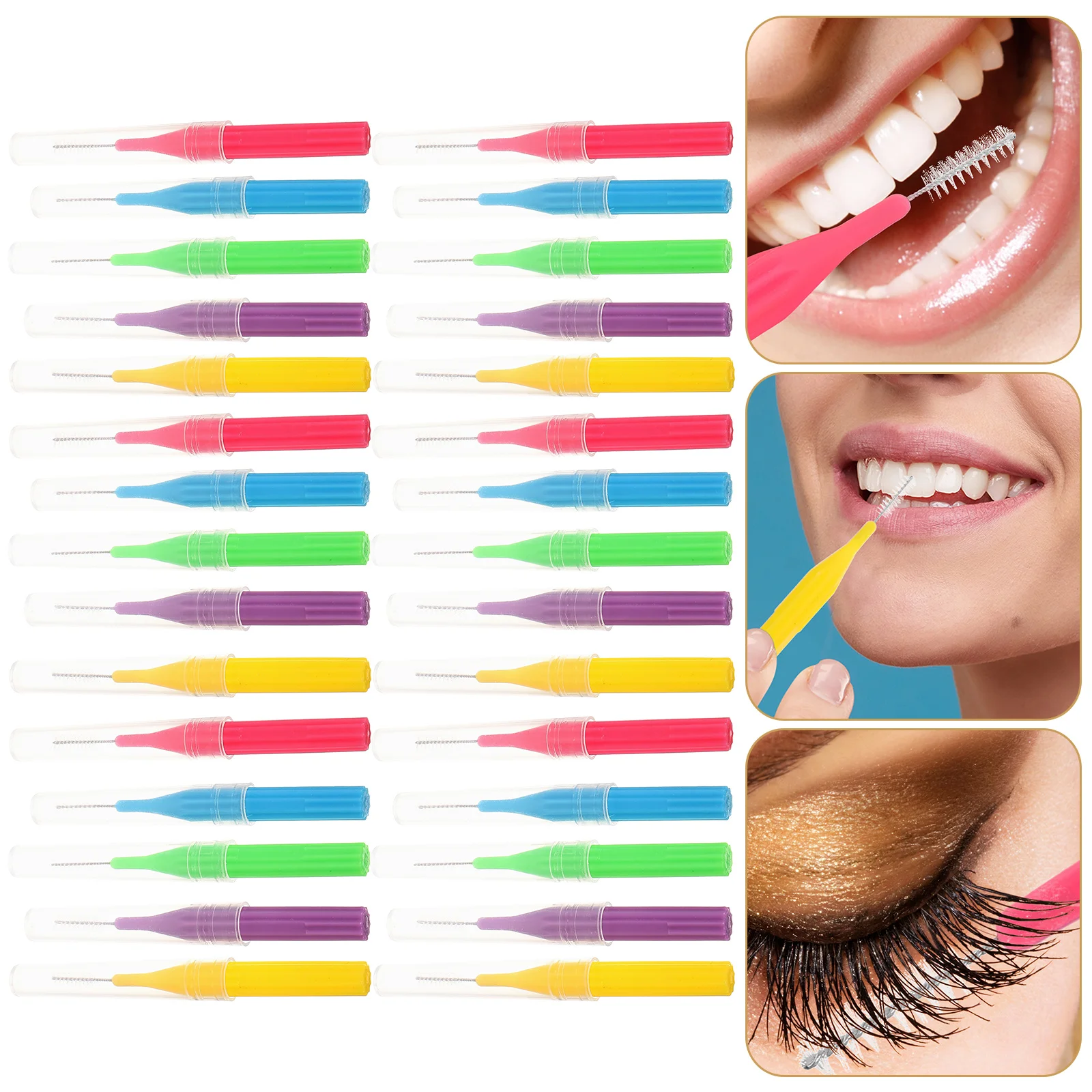 50pcs Interdental Brush for Cleaning Teeth Gum Dental Braces Flossers Portable Yellow al Hygiene Tool Home