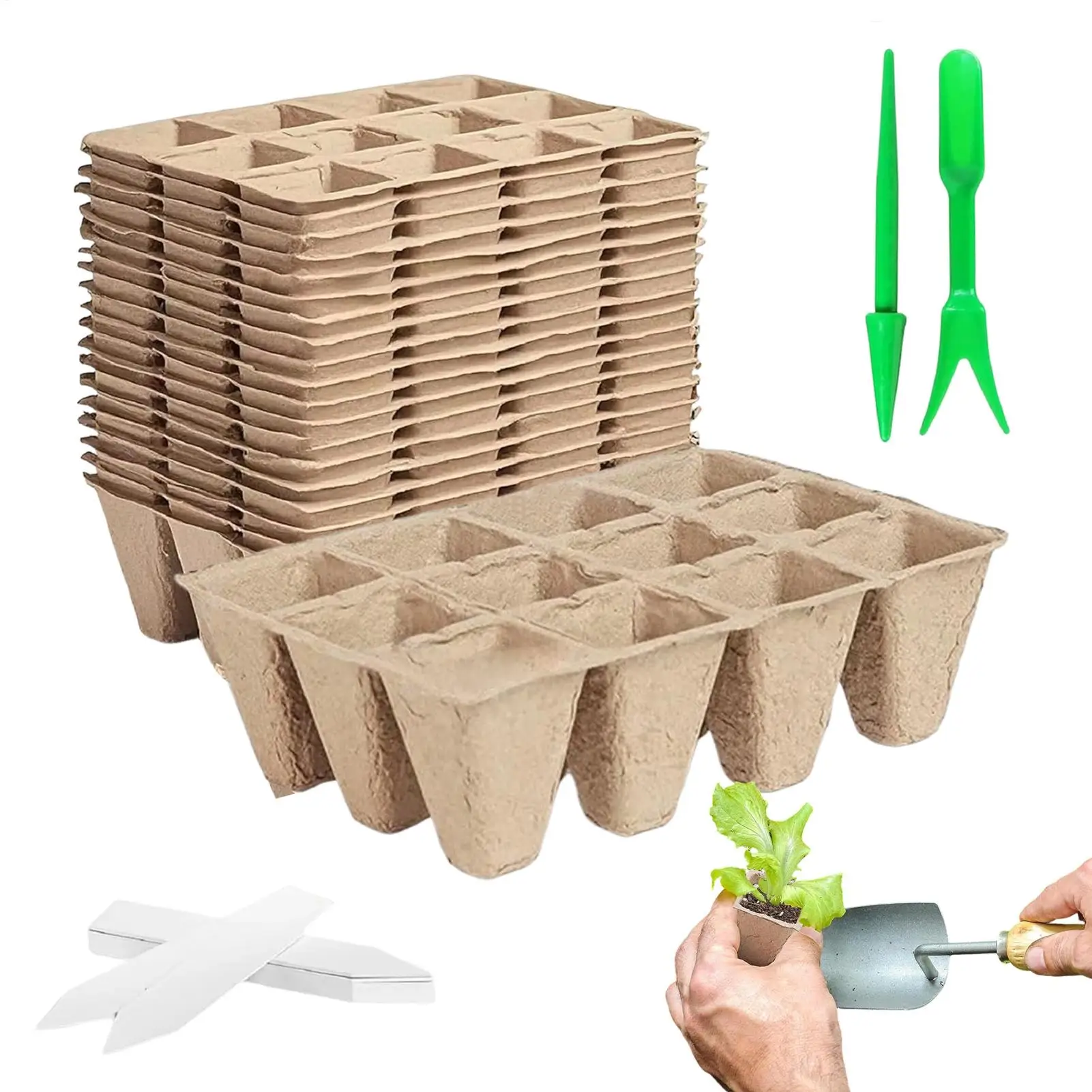 Seedling Starter Trays 24 Pieces Square Organic Growing Starter With 24 Labels Seedling Starting Kit For Windowsill Indoor House