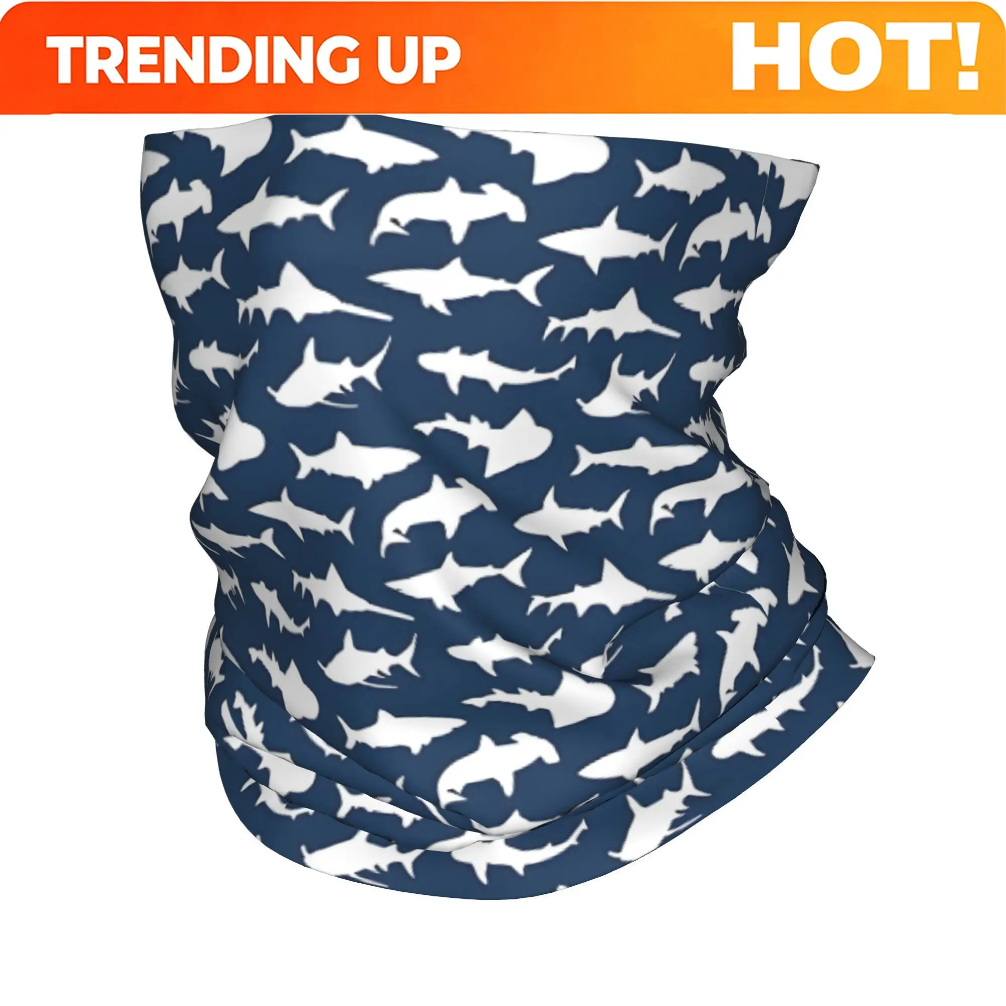 Customization Polyester Wicking Bandana Featuring Sharks, Suitable For Outdoor Activities Like Running, Cycling, And Hiking, Des