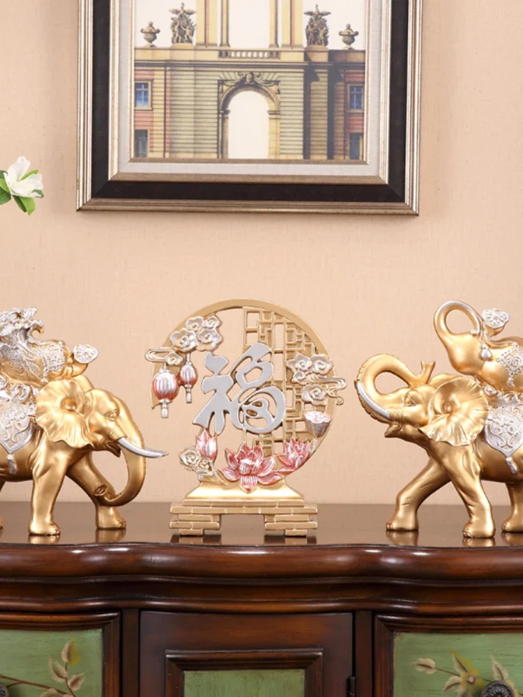 Ornaments Fortune Bring Elephant Jixiang Living Room TV Hallway Wine Cabinet Decorations Relocation and Opening Wedding Gifts