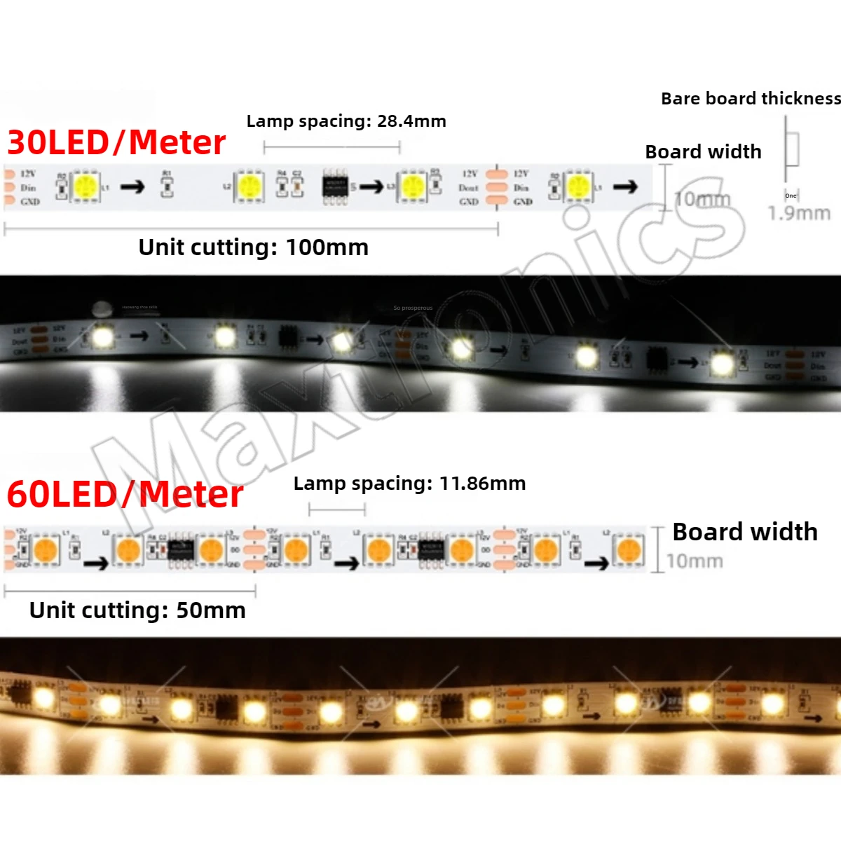 

Светодиодная лента WS2811, 5 метров, 12В, одноцветная, белая/тепло-белая, SMD5050, пиксельная, адресная, 30/60 светодиодов/м, умная световая лента 2811