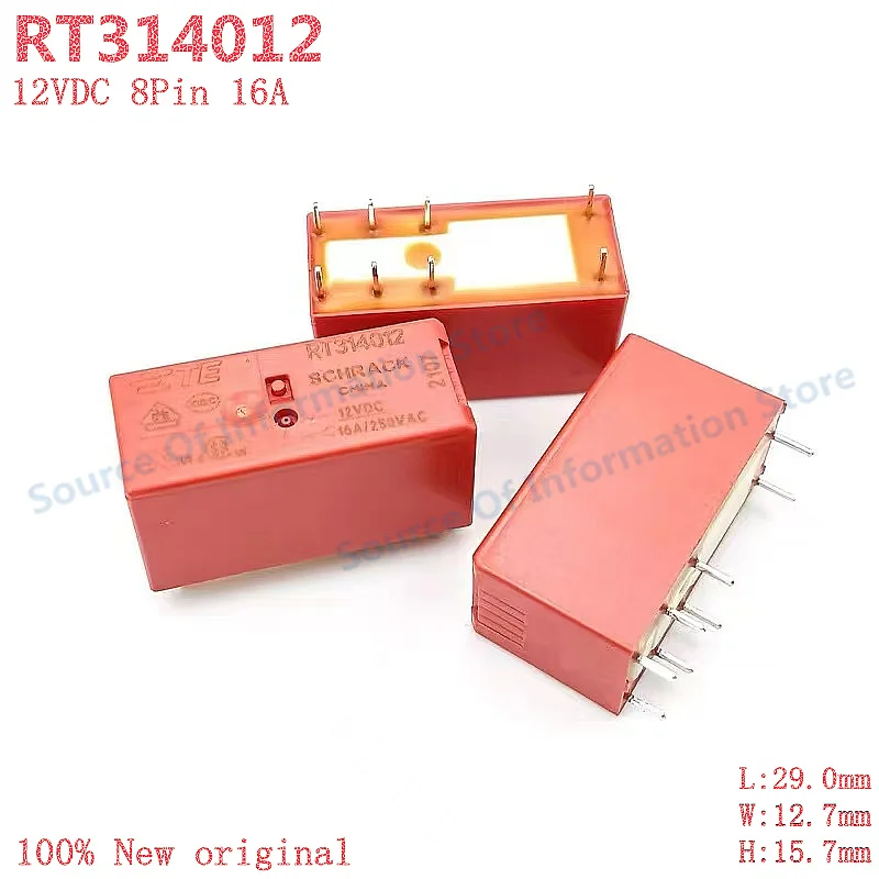 

10Pcs TE Schrack RT314012 12V DC Power Relay 16A 250VAC SPDT 8-Pin PCB Mount 100% New