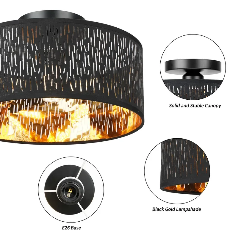 Nordic Modern Minimalist Led Ceiling Light Hollow Vertical Pattern Fabric Shade Lamps Bedroom Dining Room Study Lighting Fixture