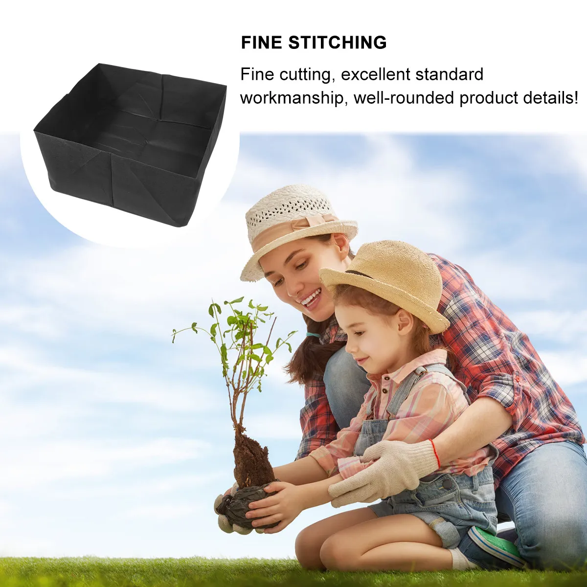 

90x90x40cm Breathable Planting Bag Heavy Duty Nonwoven Fabric Grow Container for Garden Balcony Farm Vegetable Flower Root Soil