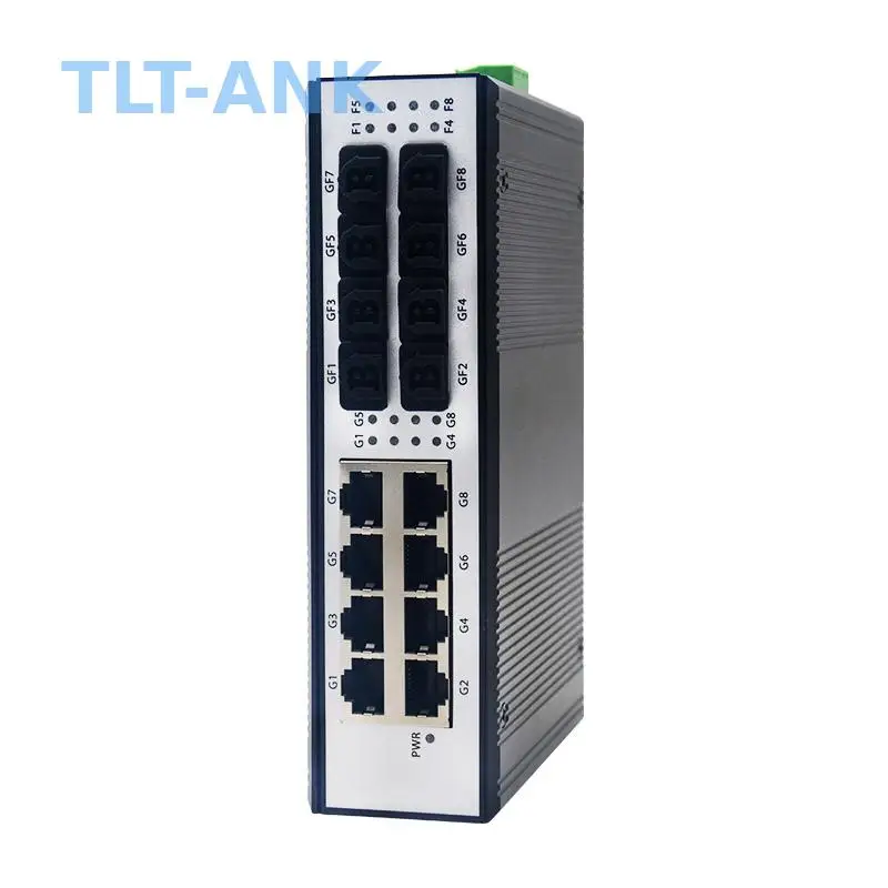Industrial 10/100/1000Mbps Gigabit SFP To RJ45 Ethernet Media Converter 8 RJ45 8 SFP Slots Din-rail Optical Fiber Transceiver