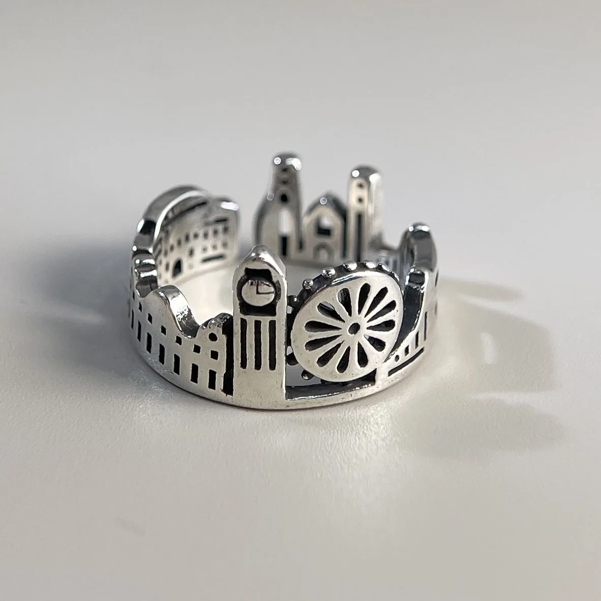 Women's 925 Sterling Silver Geometric Adjustable Ring