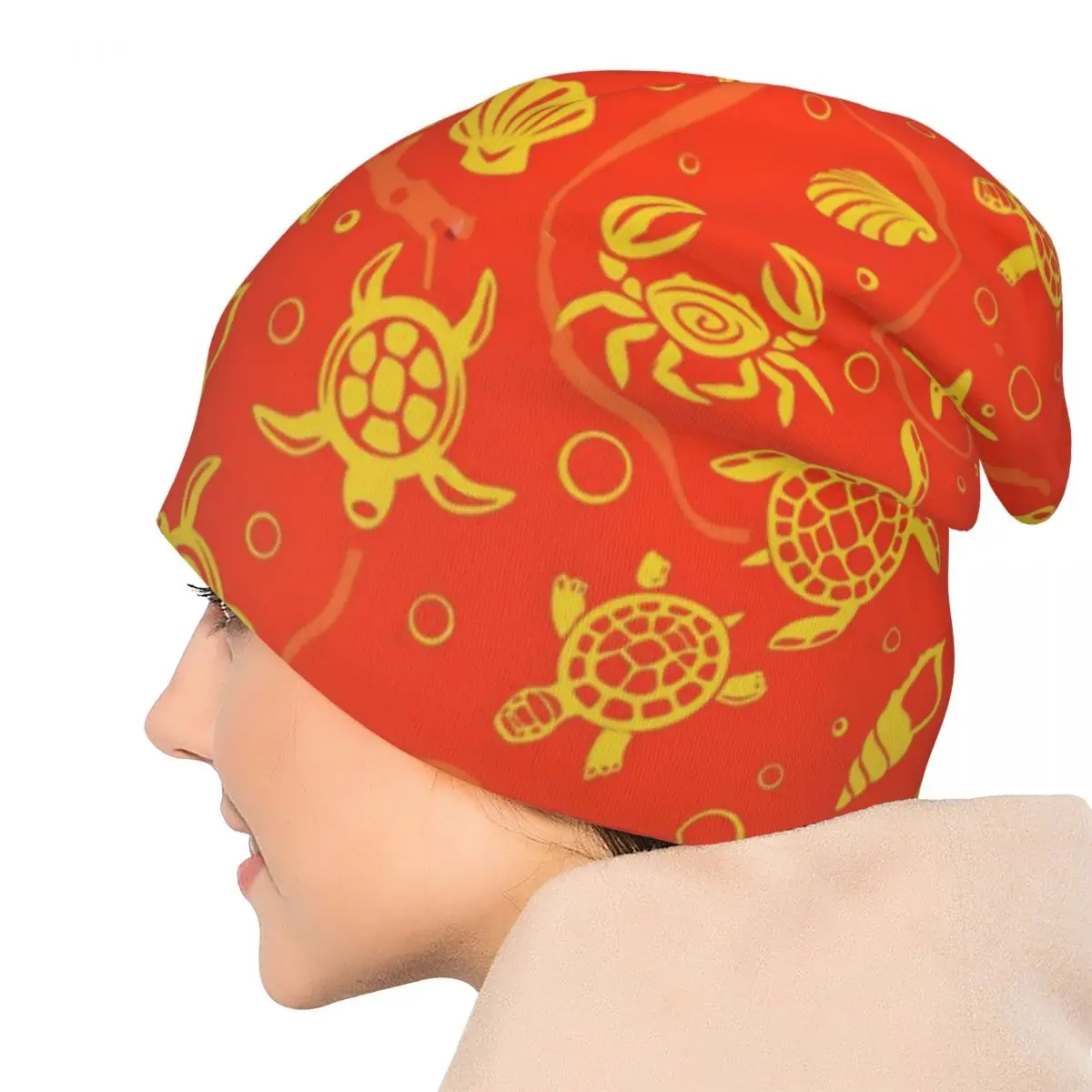 Retro Turtles Bonnet Hats Animal Pirnt Beanie Hats Printed Knit Hat Winter Y2K Cool Men Women Hippie Elastic Caps image 5