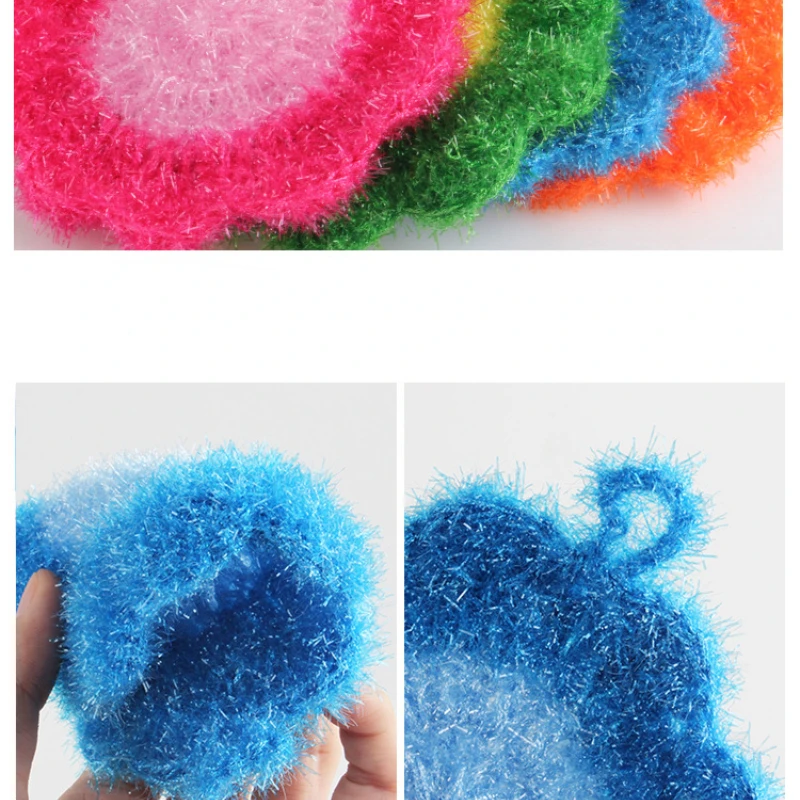 Multifunctional Cleaning Brush Dishwashing Sponge Scouring Pad Kitchen Pot and Bowl Brush Kitchen Cleaning Gadget Random Color