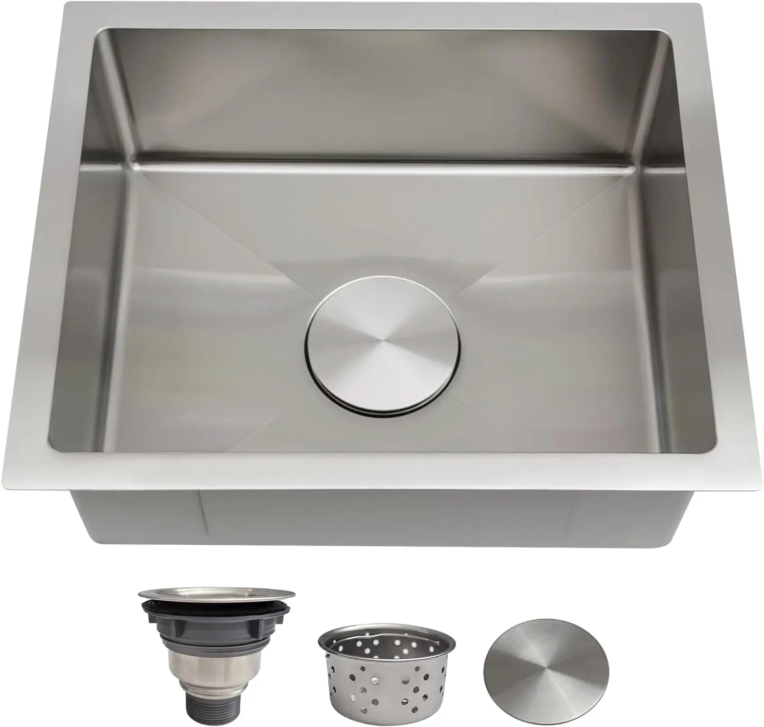 

15x18 Inch Bar Sink Undermount – 18 Gauge Stainless Steel Small Kitchen Sink, 15"x18"x7" Small Bar Sinks, Single Bowl