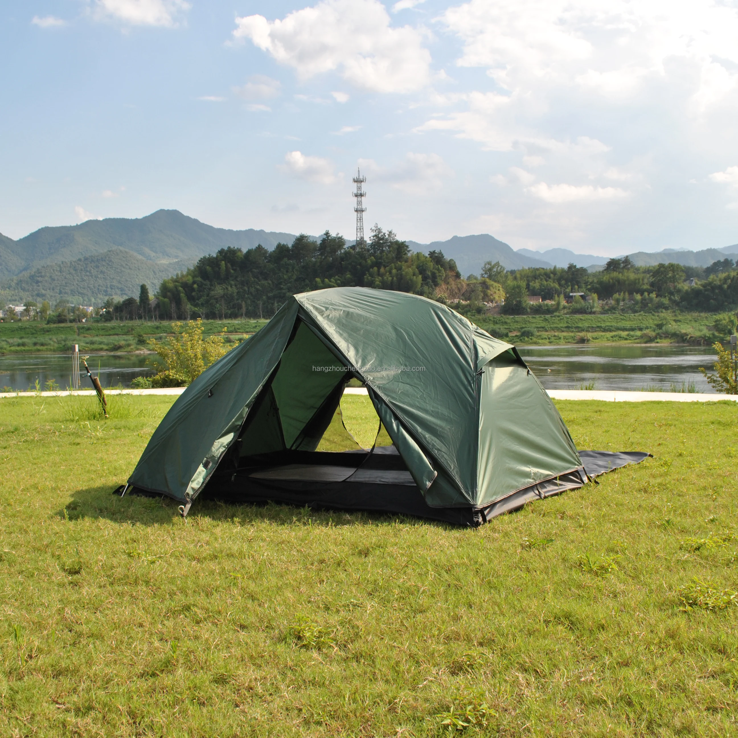 

Waterproof 2-person tent, 3 to 4 season camping tent, lightweight aluminum pole backpack tent quick build