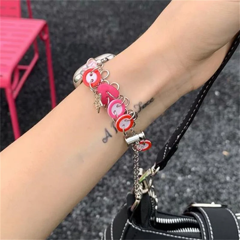 Cute Candy Color Button Chain For Apple Watch 8 7 6  SE 5 4 3 Band 38 40mm 41mm 42mm 44mm 49 Strap For Apple Watch Series 45mm