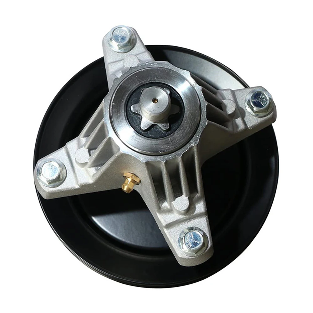 Lawn Mower Spindle Assembly For 918-04822B Including Thread Tapped Screws, A Pulley, Zerk Fitting, And Dust Cover