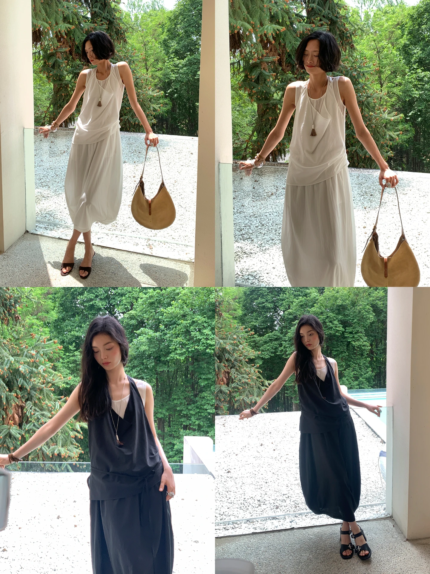 Superbace Comfortable Acetate Blend Breathable A-Line Dr Padded V-Ne Svel Ci Commute Sle Fake Two-Piece Dr