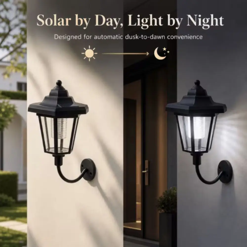 Waterproof Solar Wall Light Solar Energy IP65 Wall Sconce Outdoor Rated Hexagon Shape Solar Powered Light Patio Decor