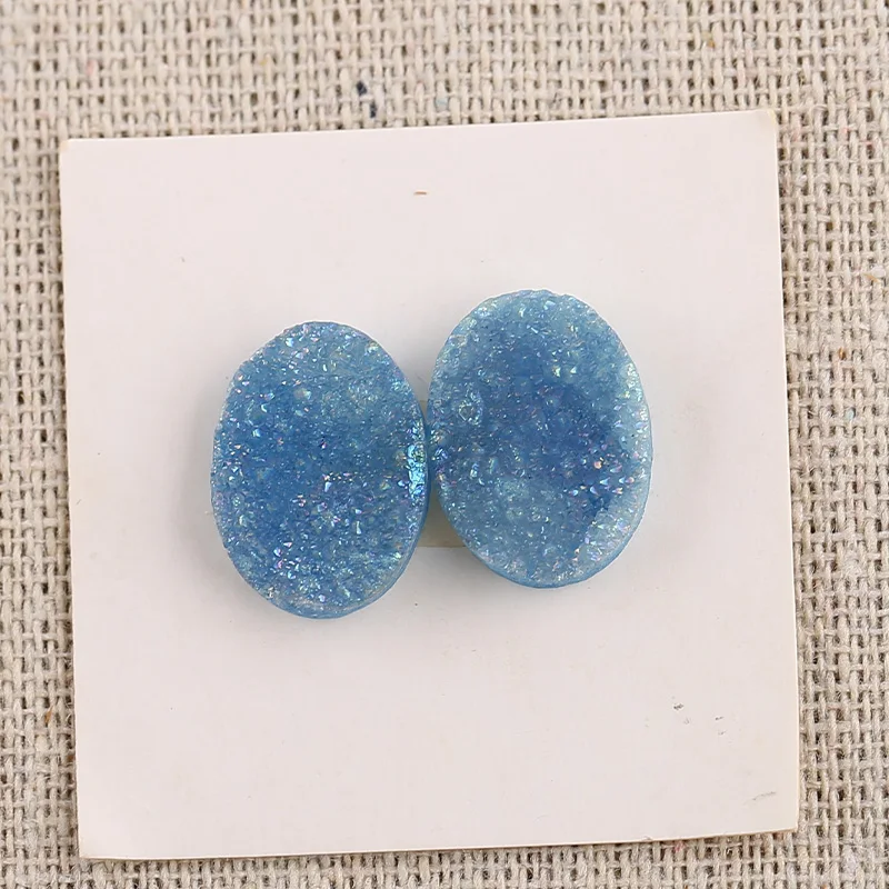 B&F Oval Crystal Earring Beads, Handmade Natural stones beads, Polished Stones for jewelry Making Supplies