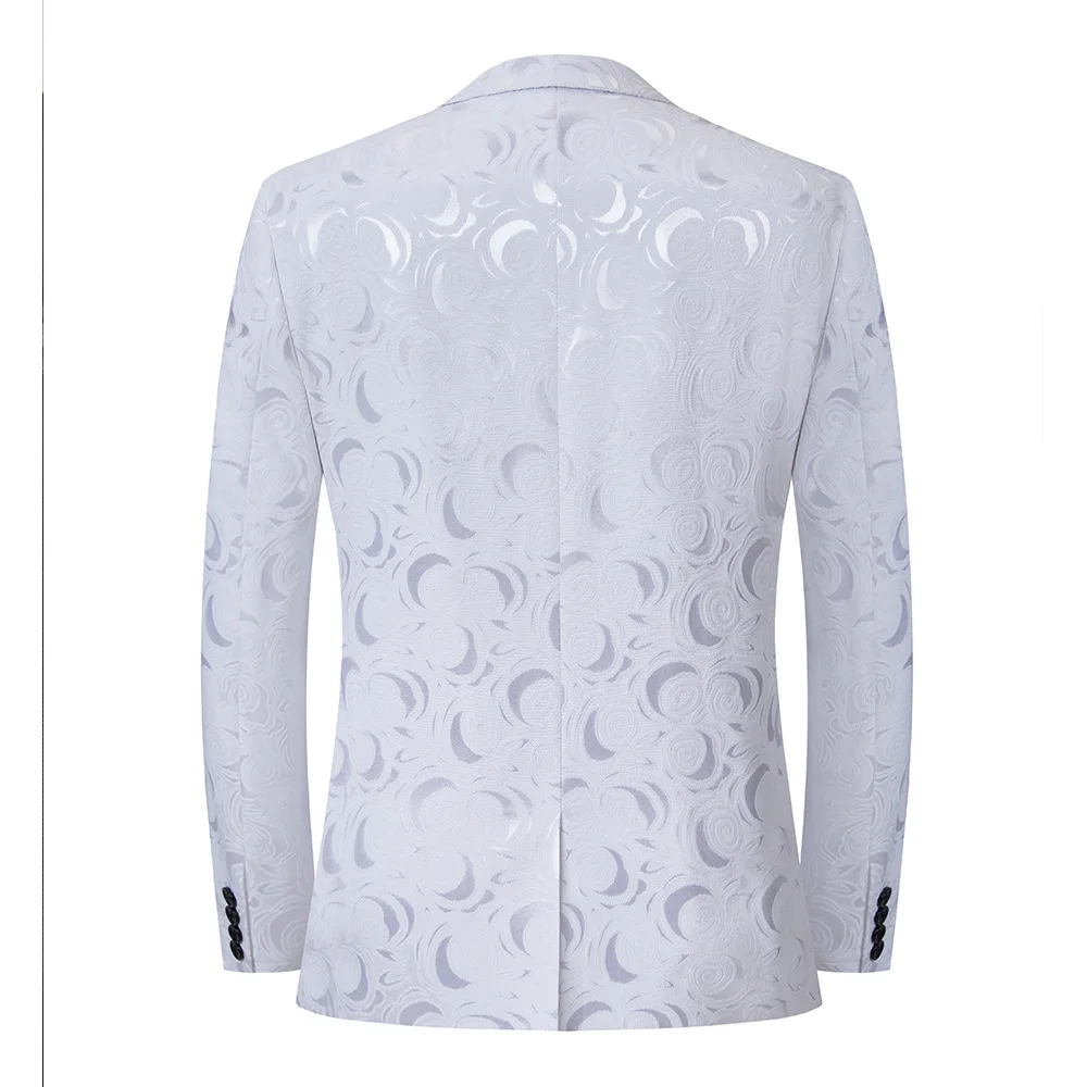 KIDWHXR البدلة مجموعات رجل مطبوعة المرقعة واحدة الصدر السترة الرجال مستقيم الساق بانت الذكور سليم المرحلة حفلة قطعتين الزي