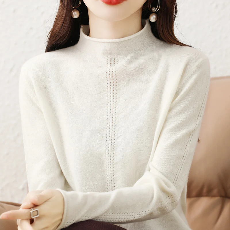 

Long Sleeve Sweater Knitted Sweater Casual Hoodie Undercover Loose Outerwear 2025Autumn/Winter Women's Half High Collar