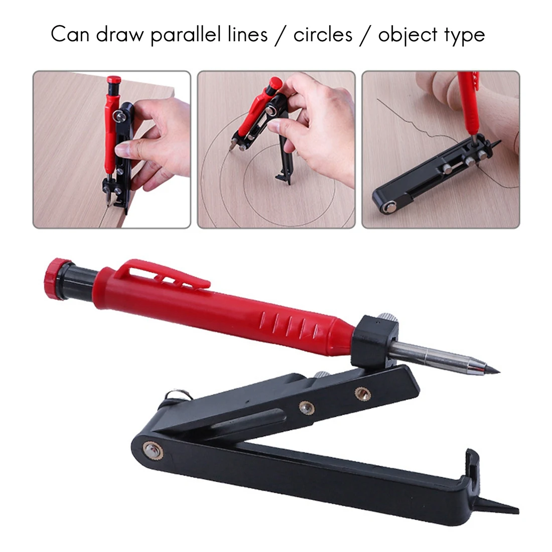 

Multifunctional Aluminum Alloy Scribing Profiler with Deep Hole Marker Pen, DIY Woodworking Measuring Tool