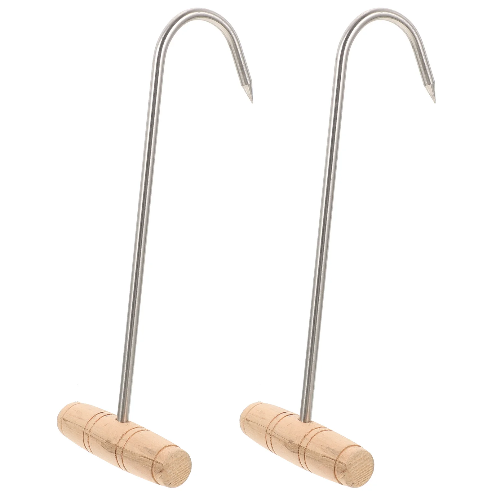 

2Pcs Stainless Steel T Handle Meat Hooks for Butchering Shop Grilling Bbq Lightweight Smooth Polished Meat Hook