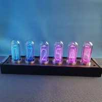 durable LED Glow Nixie Tube Clock Metal Wood Table Clock Silent Vintage RGB Digital Watch Alarm  Electronic Desktop Clocks Gift