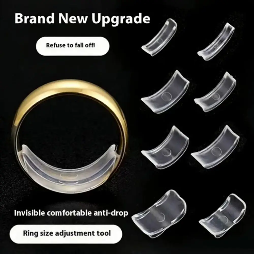 8Pcs/set Silicone Ring Size Adjuster Transparent Loose Rings Ring Tighten Reducer Anti-Loss Ring Size Retainer
