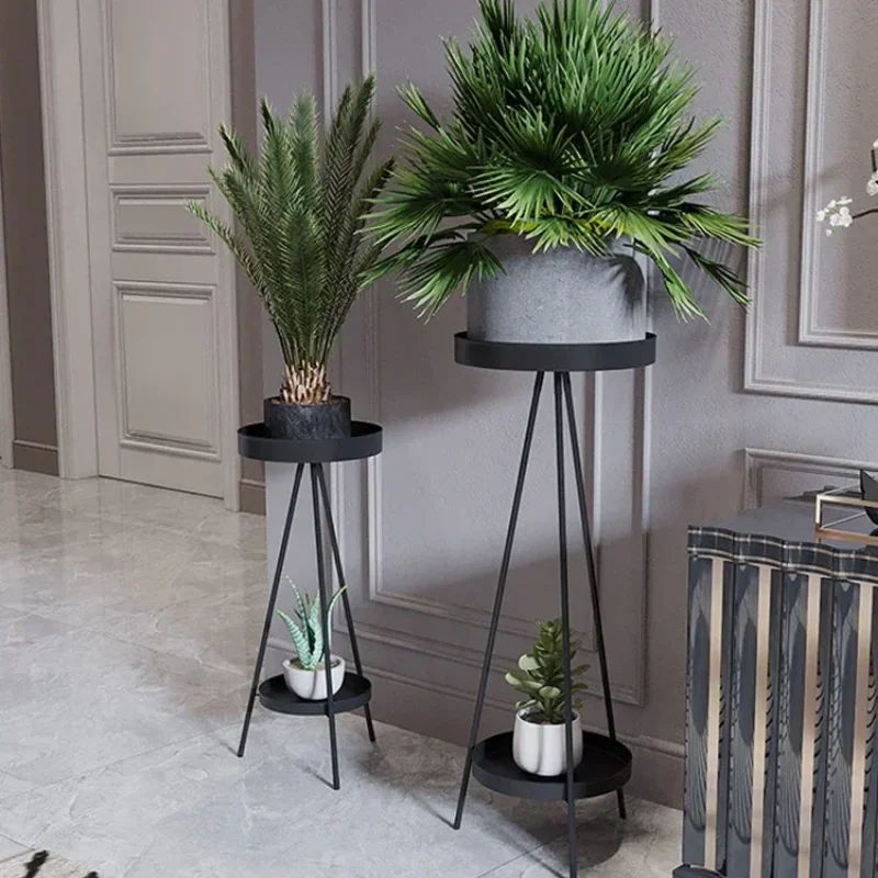 

Nordic Style Plant Stand Iron Flower Pots Shelves Indoor Floor Stand Double Storage Flowerpot Stand Modern Home Decor