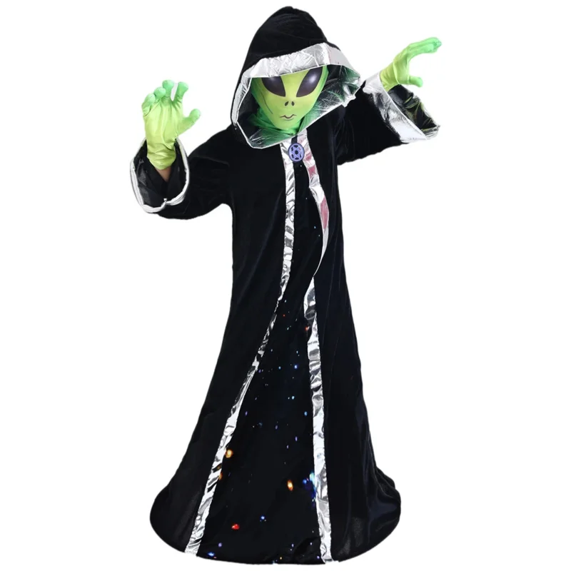 Costume extraterrestre du seigneur effrayant pour enfants, paupières de la fête d'Halloween, espace profond, exclusif Memune