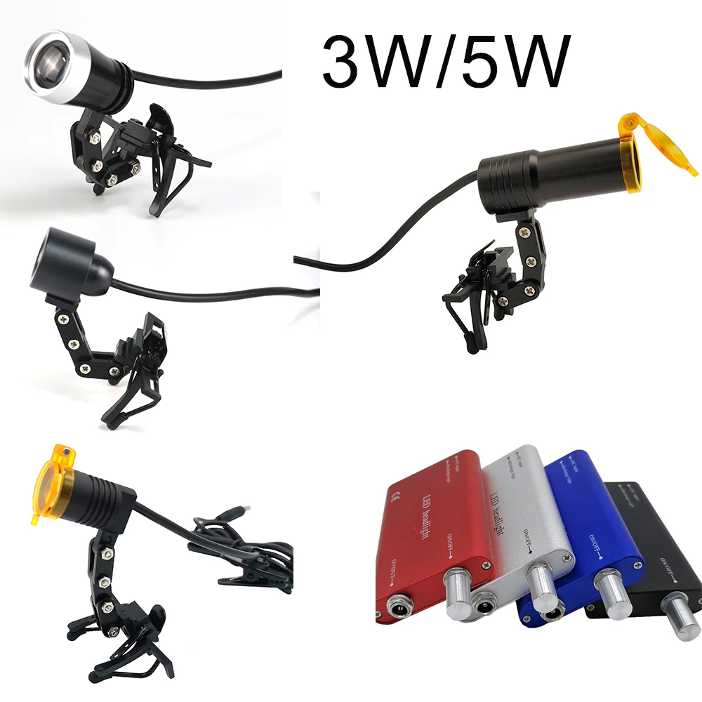 Wired 3W Head Light Clip on Dental Loupes 5W LED Headlamp Dental Lamp Portable Surgical Light