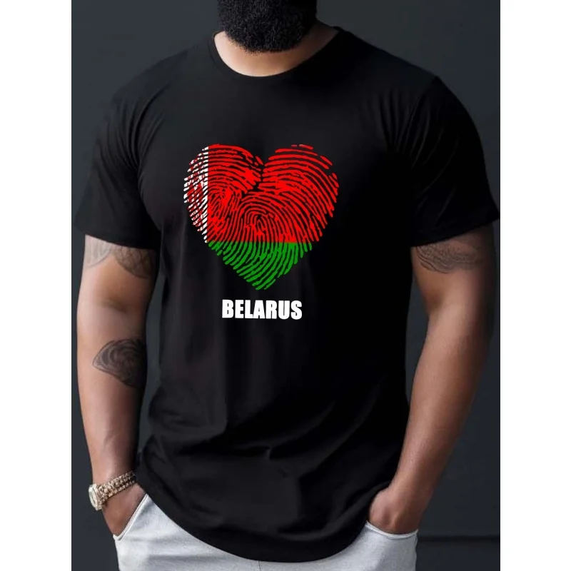 3D Print Belarus Flag Map T-Shirt For Men Belarusian National Emblem Pattern Tees Summer Loose O-Neck Tops Short Sleeves T Shirt