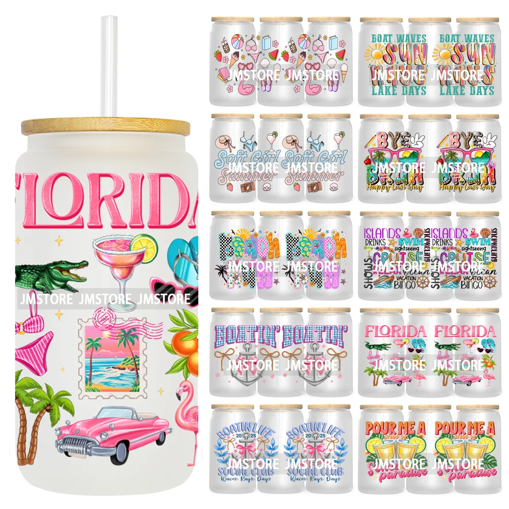 

Coquette Bow Florida Softgirl Summer Trip UV DTF Wraps Transfer Sticker Custom High Quality For 16OZ Libbey Glass Can Tumbler