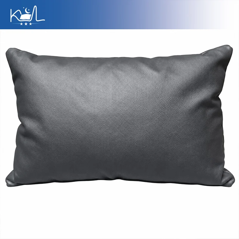 Black Genuine Leather Throw Pillow, Double-Sided Top Grain Cowhide Lumbar Cushion, Soft Back Support for Sofa Car