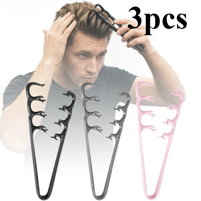 3-teiliges Set Flauschiger Peeling-Kamm für Männer, Weitgezahntes Styling-Werkzeug, Lockenbürste für Wellenfrisuren im Salon