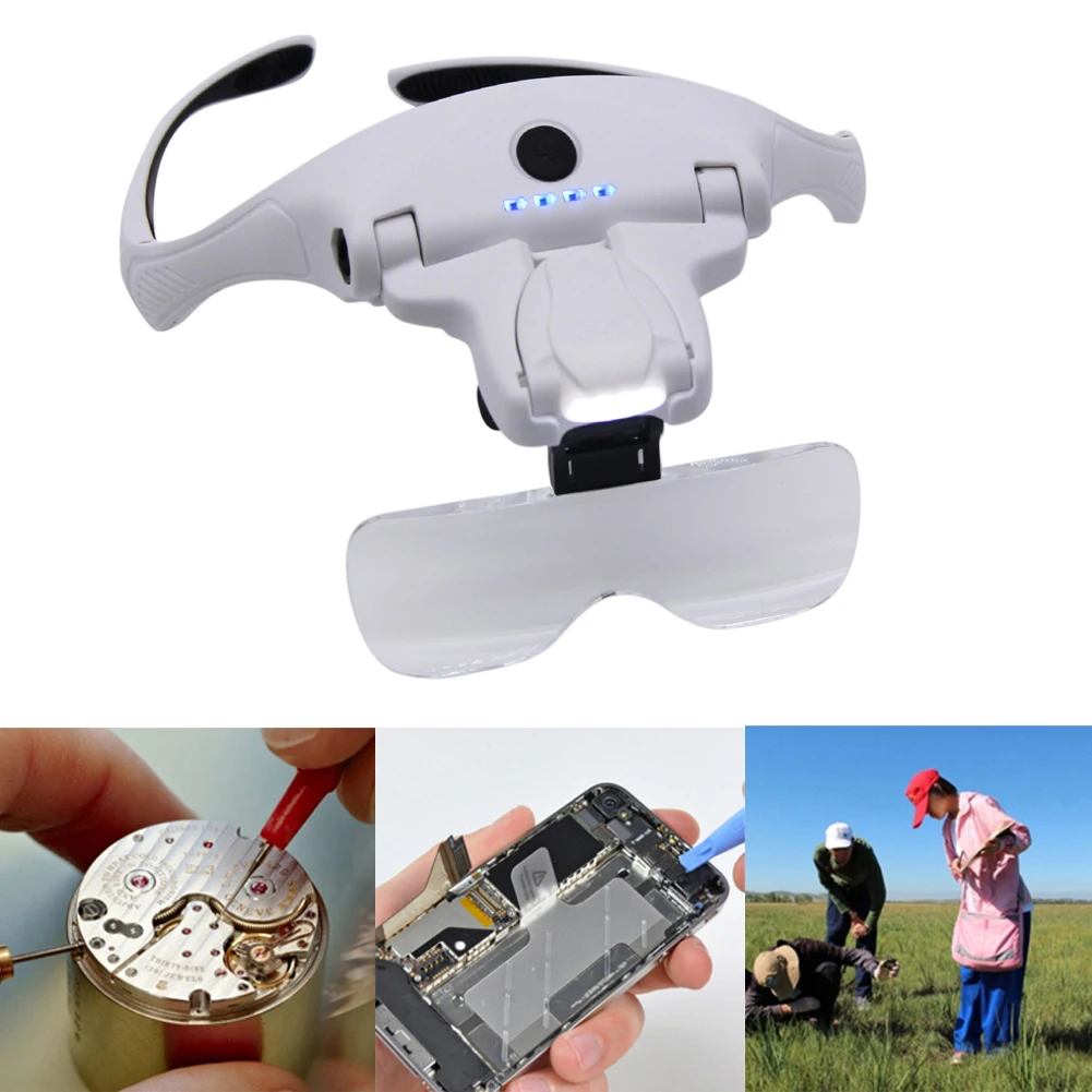 

Наголовная оптическая лупа-очки с USB-зарядкой и LED-подсветкой, с аккумулятором большой емкости, для ремонта часов, ювелиров и рукоделия