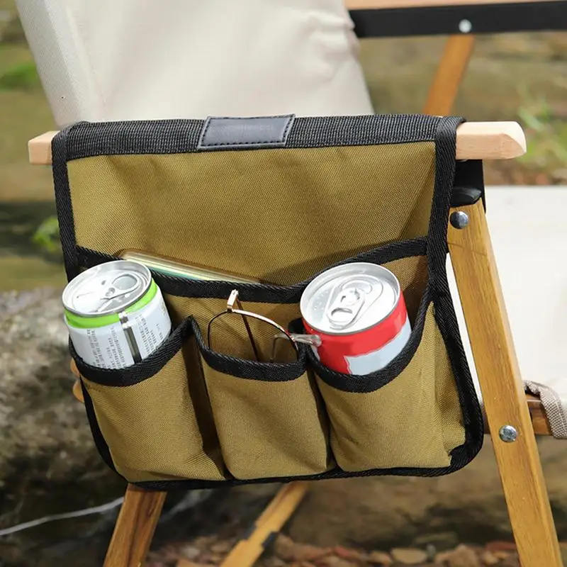 Beach Chair Armrest Bag Double-Layer Camping Armrest Storage Bag Portable camping Chair Side Bag Beach Chair Cup Holder