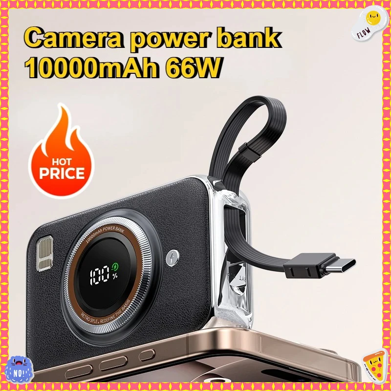

Camera Power Bank 10000mAh 66W with Built-in Cable Fast Charging Power Bank Slim and Lightweight Digital Display Mobile Power