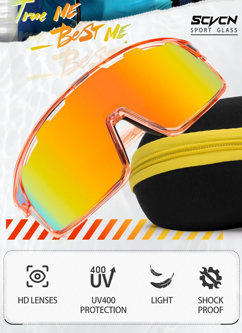 SCVCN Fahrradbrille Outdoor-Sonnenbrille UV400 Sportbrille für Männer und Frauen MTB-Radsportbrille – Detail 2