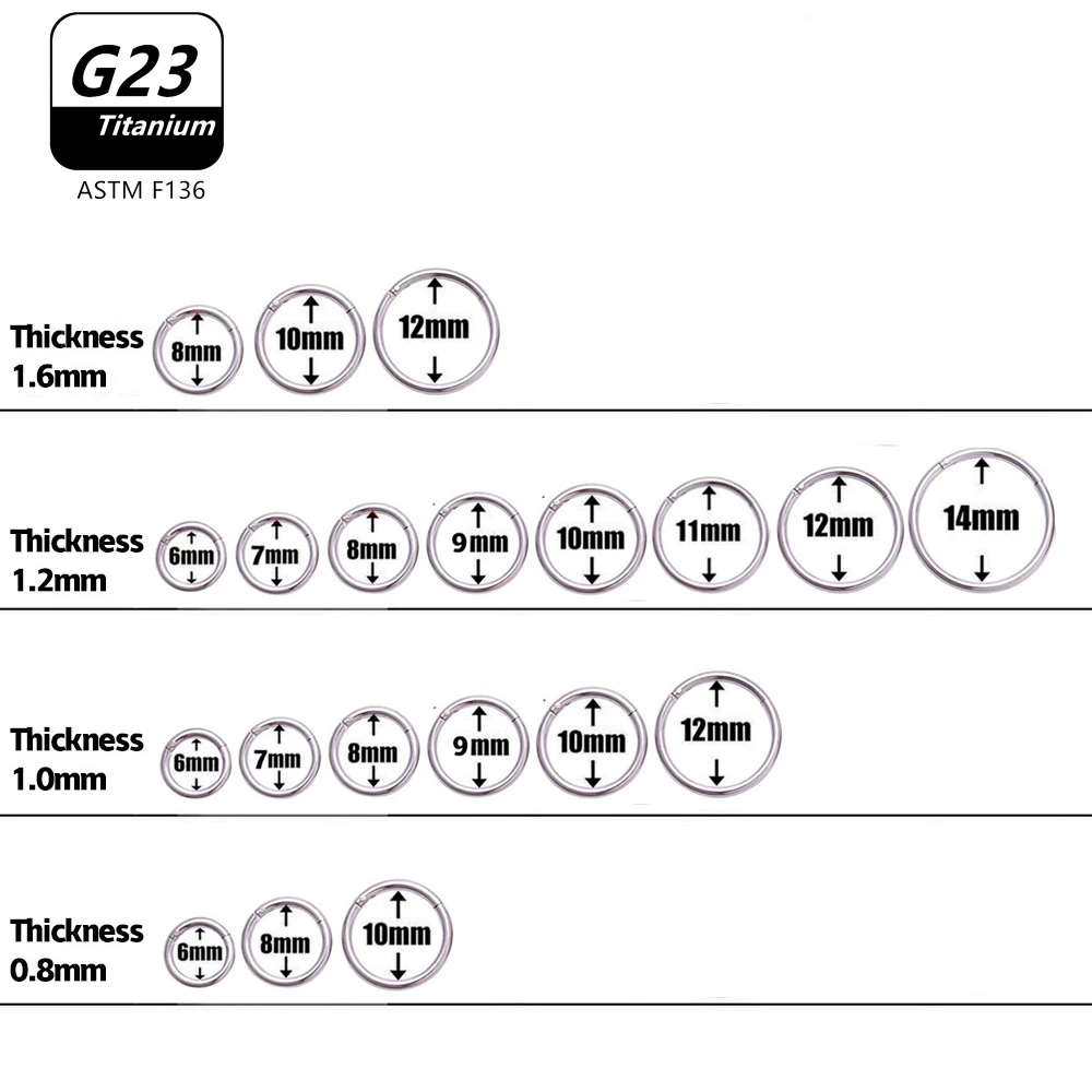 1/10 adet G23 titanyum kadın erkek kıkırdak Piercing takı burun yüzük vücut klipler Hoop Segment dudak küpe Clicker küpe sarmal