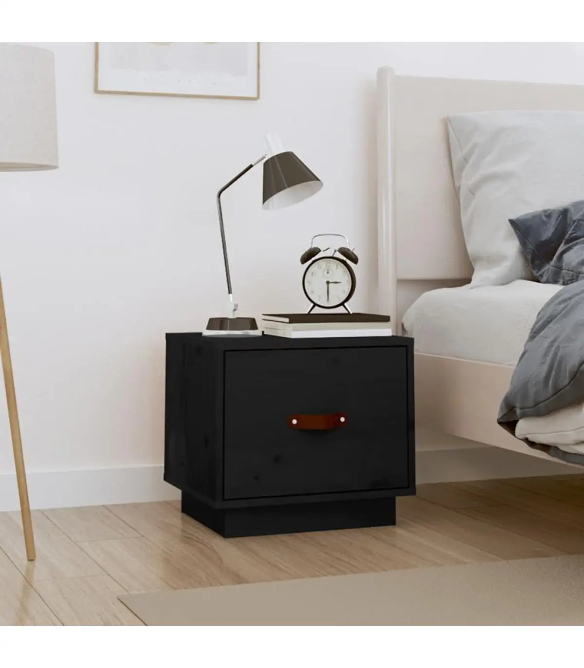 Bedside tables bedside table solid wood pine black 40x34x35 cm