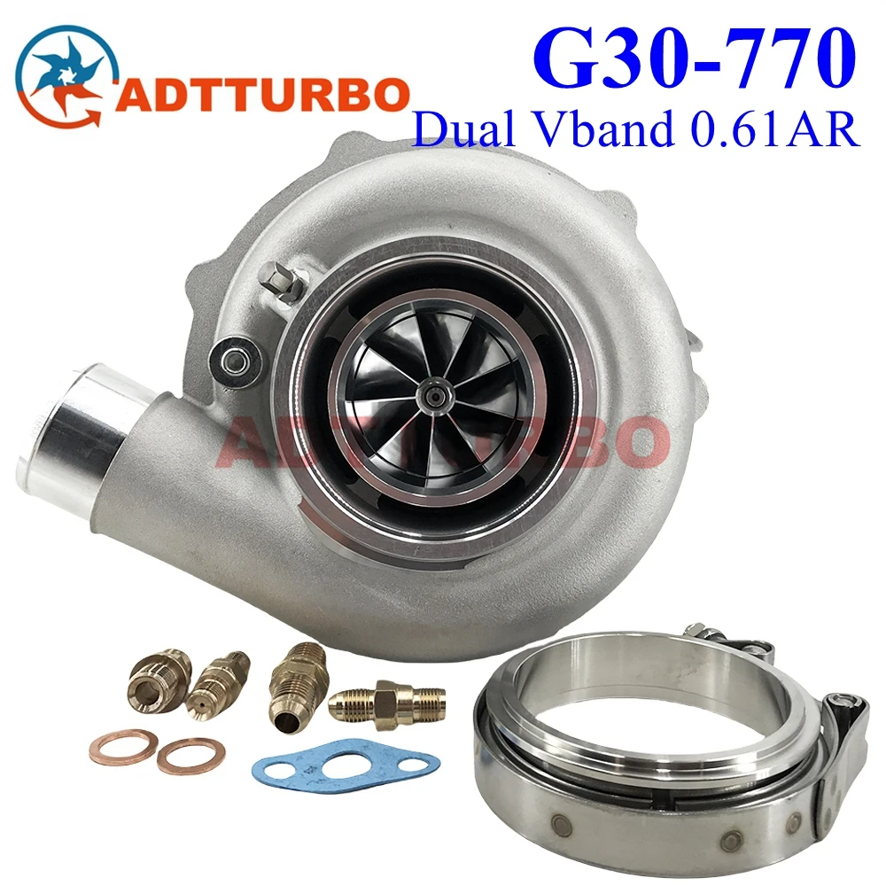 

G30-770 G-SERIES G30 770 58mm 0.61AR Dual V-Band Turbo Performance Turbine 880704-5005S 880704-5006S Stainless 475-770HP 2.0L-3.