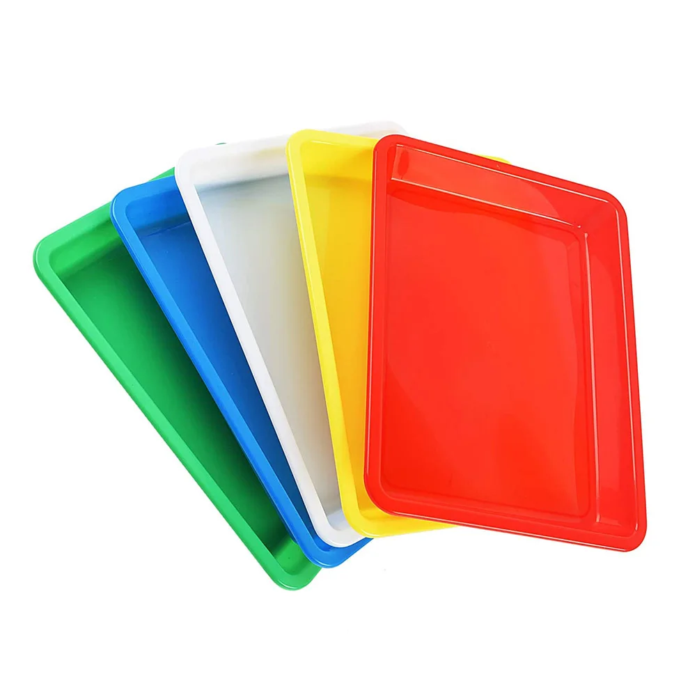 5pcs Simple Rectangular Fruit Dessert Plastic Storage Tray Kitchen Supplies Fruit Plate Restaurant Hotel Bread Pans Tray